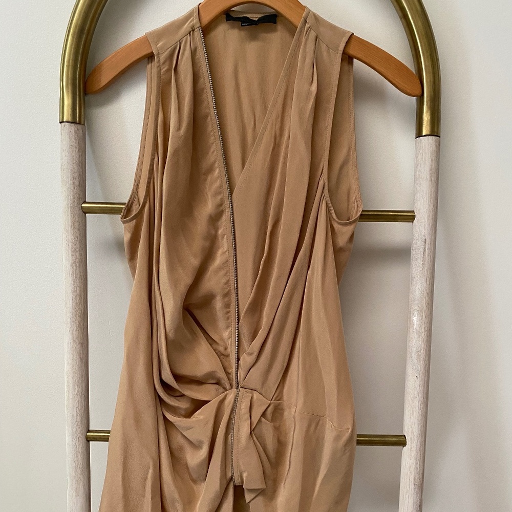 Alexander Wang Knot Detail Gathered 100% Silk Sleeveless Top Shirt Blouse Size 2